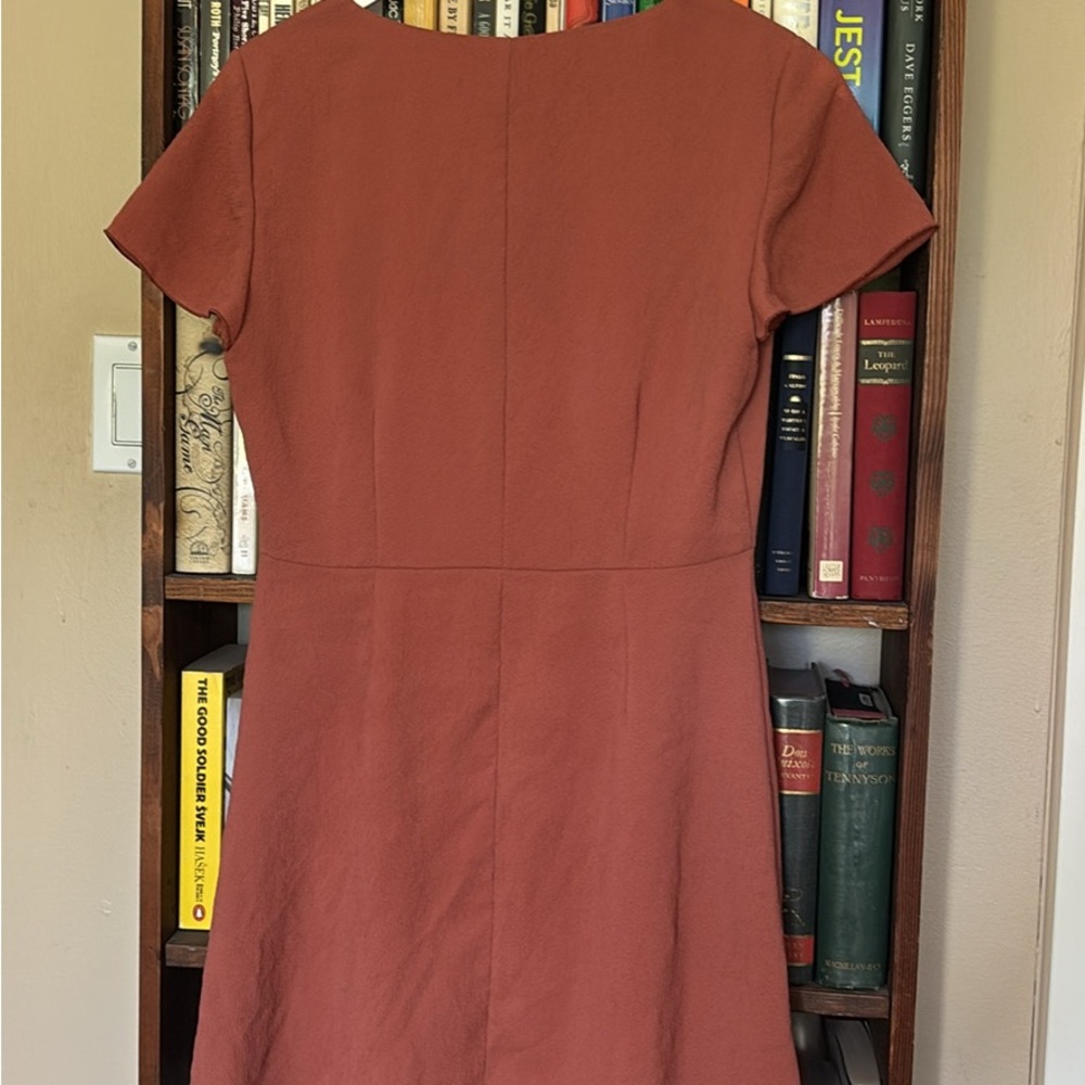 Wilfred Rust-Red Button-Front V-Neck Midi Dress - Picture 8 of 8
